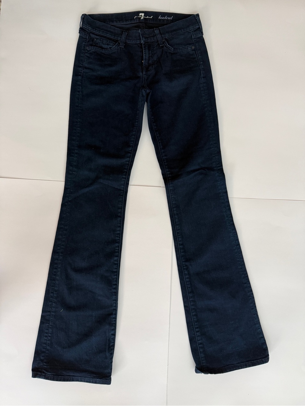 Y2K 7 For All Mankind LowRise Bootcut Jeans Ombre Crystal Squiggle Pocket Size26